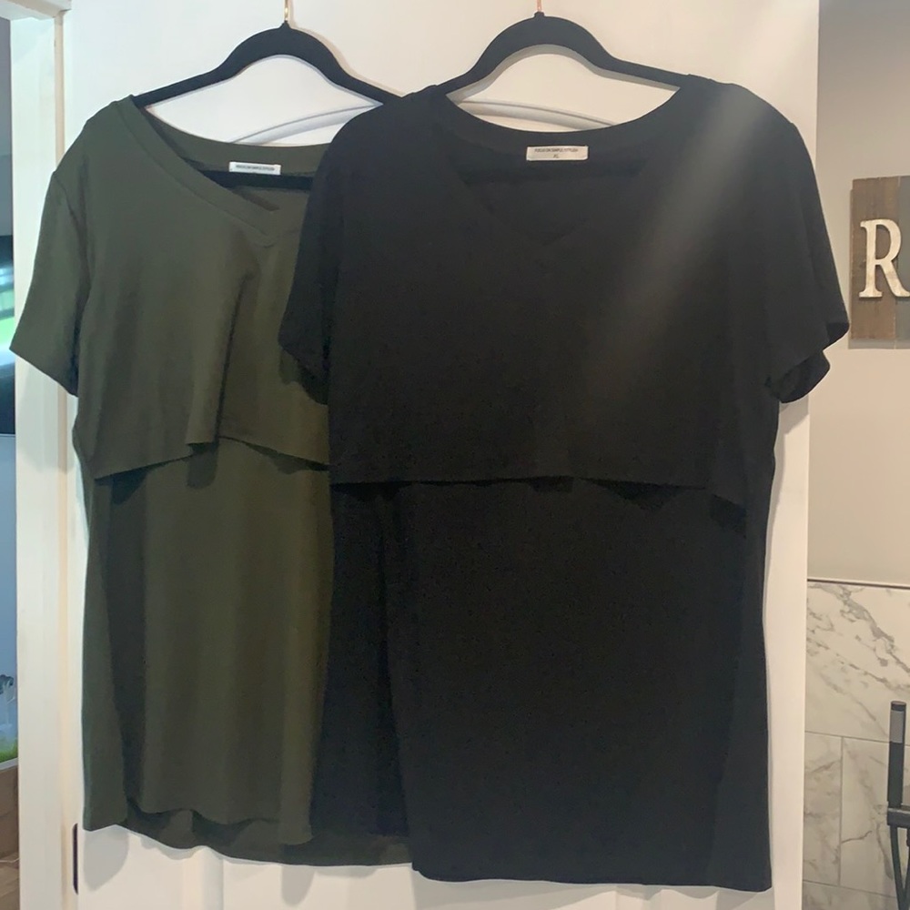 Set of v-neck nursing maternity breastfeeding tees